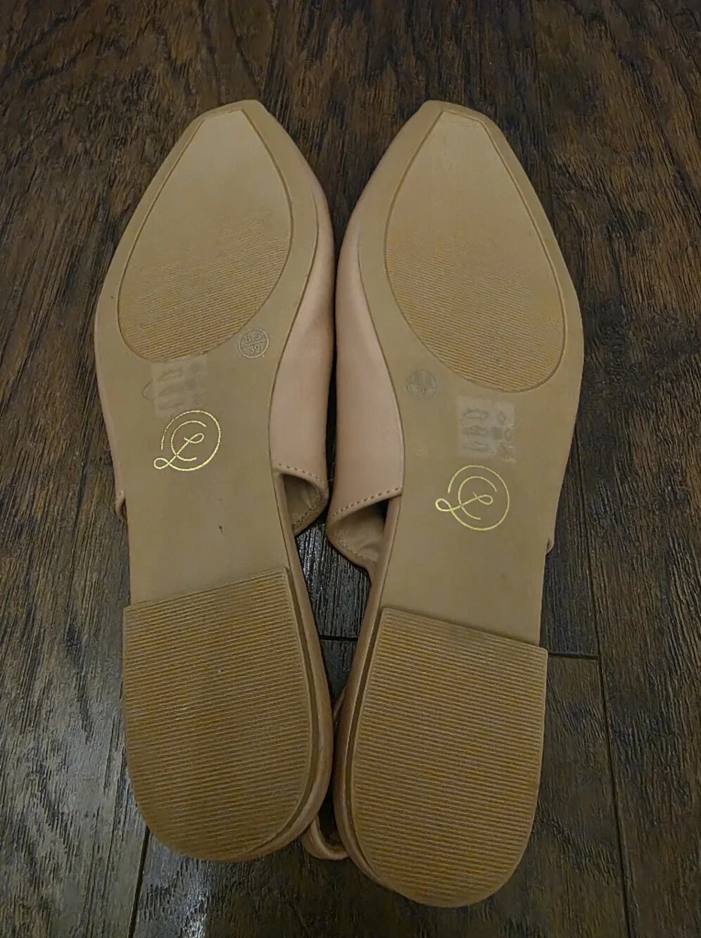 Chinese Laundry Nude/Tan Slingback Pointed Flats